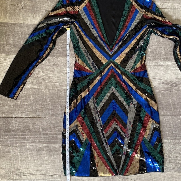 EXPRESS Rainbow Sequin Bling Shift Dress - Picture 7 of 10